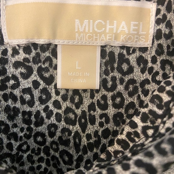 Michael by Michael Kors Animal print Sz L Zipper Women’s Blouse Long Sleeve - Picture 3 of 3